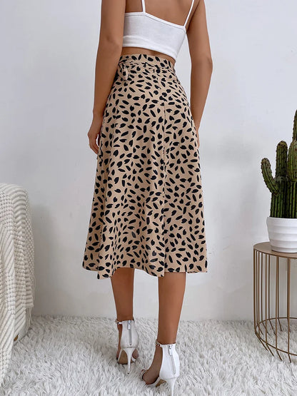 DressBetty - Boho Print Tie Side Wrap Skirt High Waist A-Line Skirt