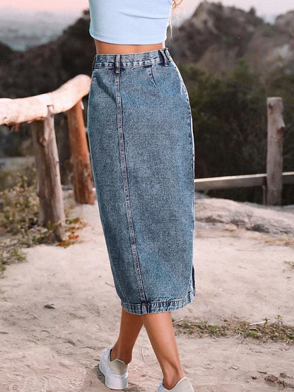 DressBetty - Sexy Streetwear Button Denim Skirt Bodycon Long Skirt