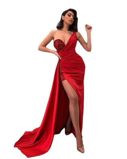 2023 Vintage Red Shinny Ladies Dress