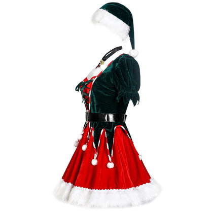 Christmas Clothing M-XXL Conjoined Christmas Dress Stage Acting Costume Santa Claus Cosplay Suit