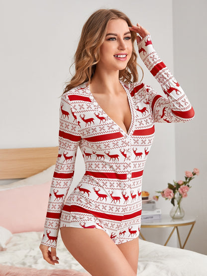 Christmas Printed Pattern Pajama Suit Soft And Comfortable Home Wear Hot Sale S-2XL