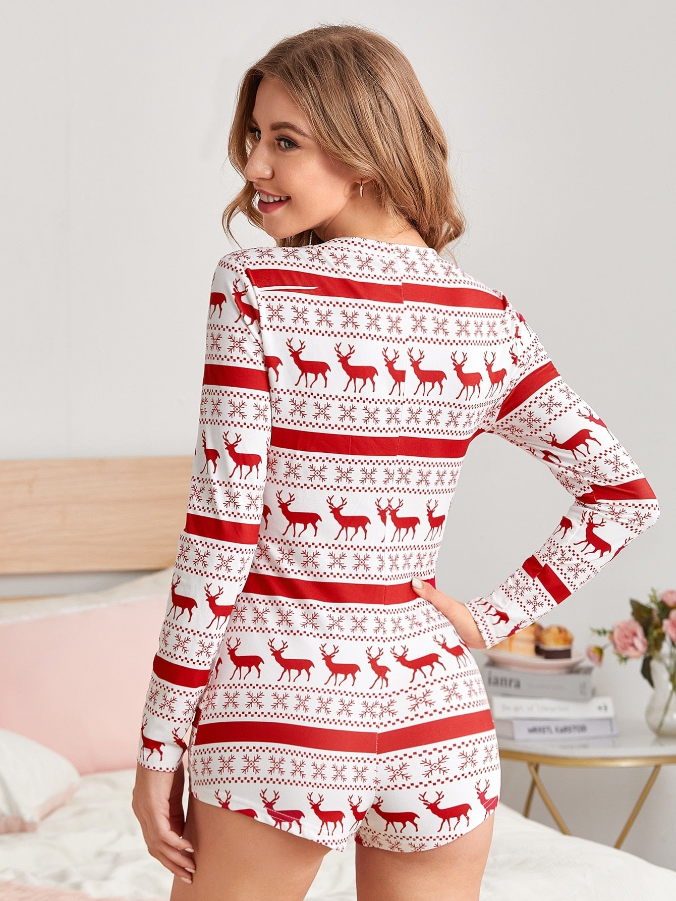 Christmas Printed Pattern Pajama Suit Soft And Comfortable Home Wear Hot Sale S-2XL