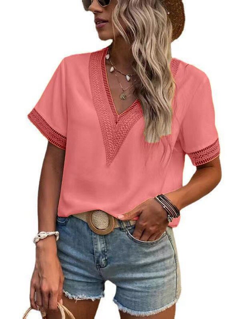 Lace Patchwork Loose Casual T-shirt