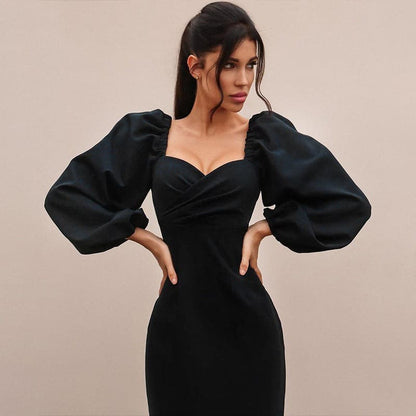 2023 Women In Stock Fashion Sexy V Neck Summer Long Sleeve Dresses