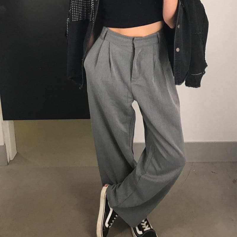 Straight Large Size Casual Solid Wide Leg Trousers Streetwear Suit Full-Length Hot Selling Chic Loose High Quality Pants